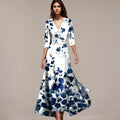 Fashion Colorful Print Wrap Party Dress Robe