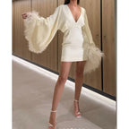 Feather Trim Skirt Dress