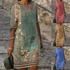Vintage Floral Tribal Print Mini Dress
