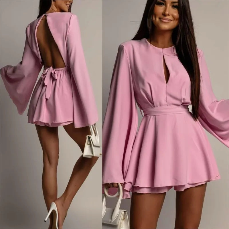 Stylish Lace-up A-line Dress
