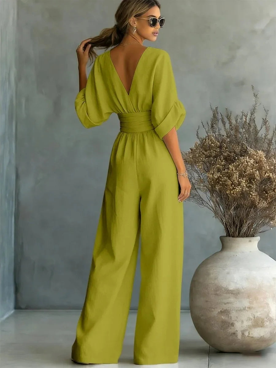 High Waist V-neck Jumpsuits Sexy Outfit