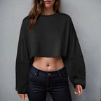 🧘‍♀️ Women’s Long Sleeve Loose-Fit Crop Top