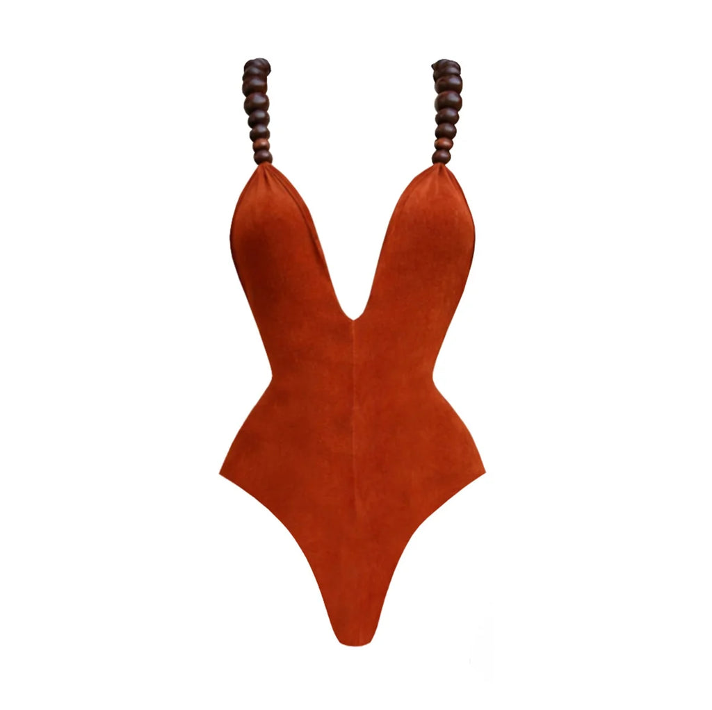 Beads 2Pieces Bikini Halter Swimwear Push Up