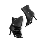 Plaid Pleated Mid Leg Fish Mouth Cool Boots
