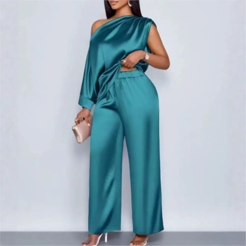 Satin Two-piece Set Luxurious Sports Suit