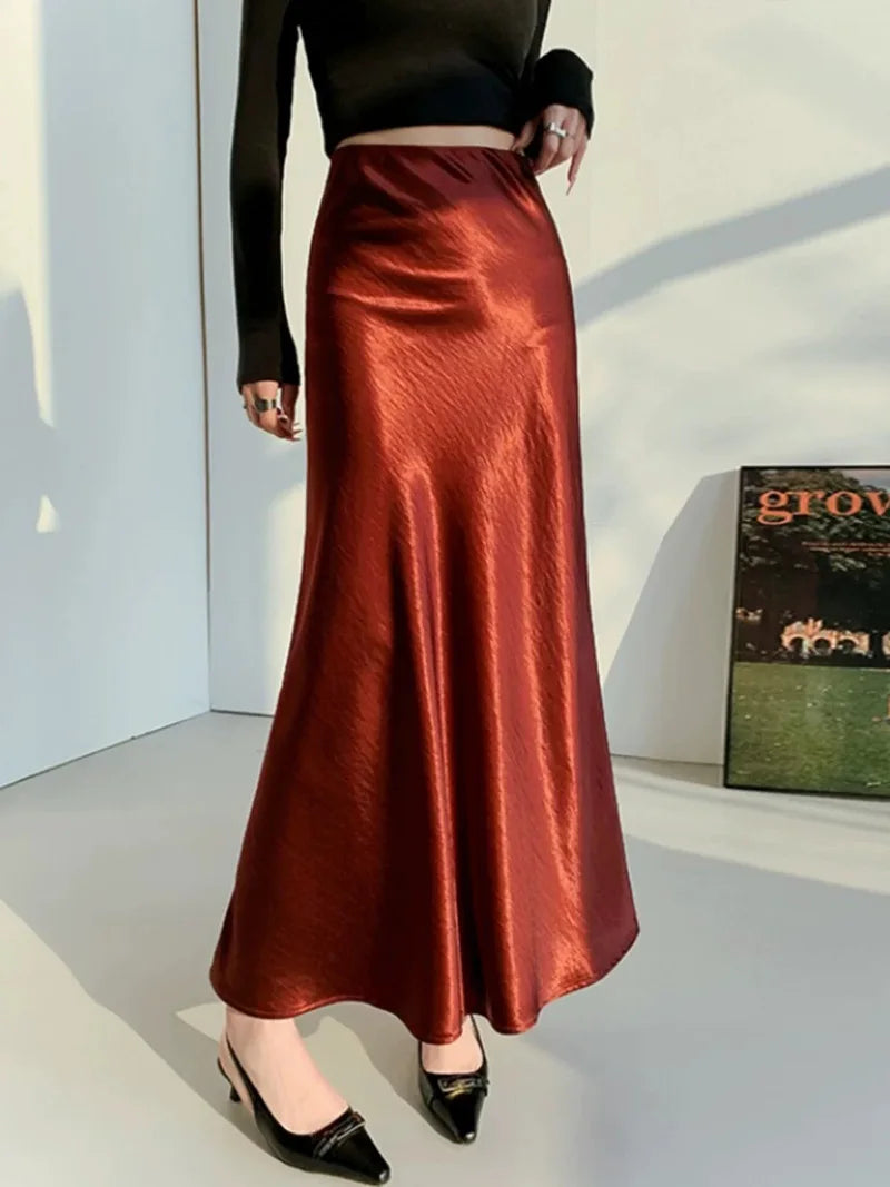 Chic Satin Sweet Trumpet Long Skirts
