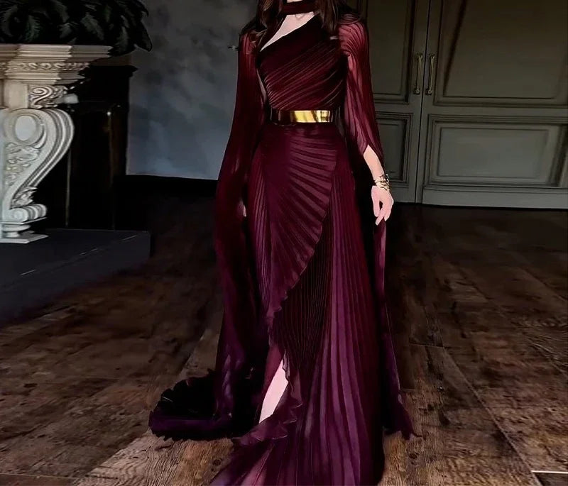 Elegant Party Batwing Sleeve Shawl Split Long Dresses