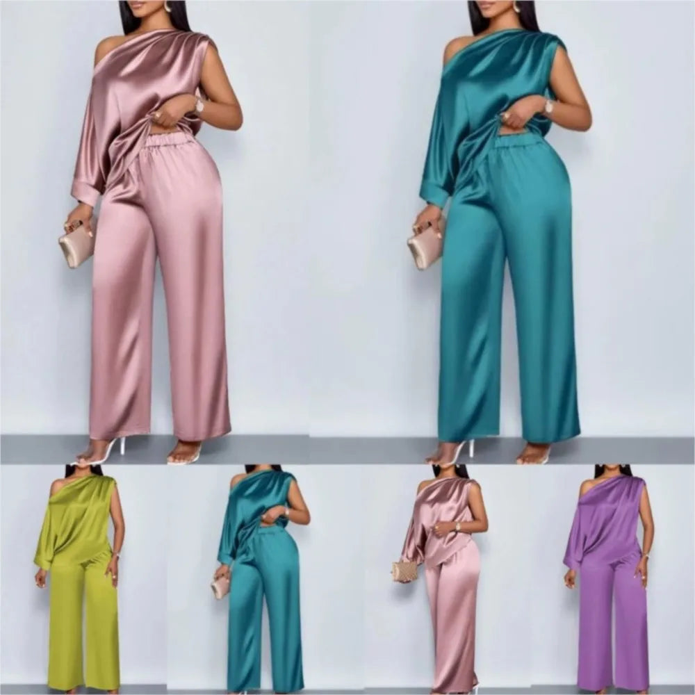 Satin Two-piece Set Luxurious Sports Suit