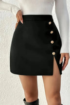 Ladies' fashion trend slit breasted short skirt
