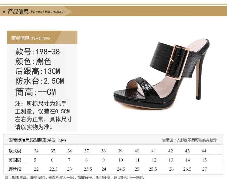 Open Toe High Heeled Slippers Buckle Sandals