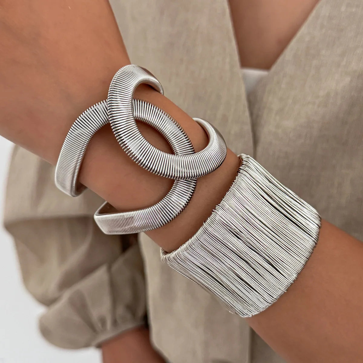 Punk Hip Hop Irregular Twisted Cuff Wide Bangles Vintage