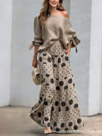 Hollow Loose Polka Dot Printed Leg Pants Suit