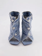 Catwalk High Heel Denim Square Toe Boots