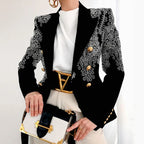 Vintage Office Double Breasted Blazer Notched Collar Chic Blazer