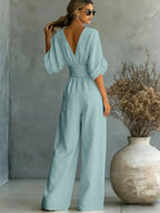 High Waist V-neck Jumpsuits Sexy Outfit