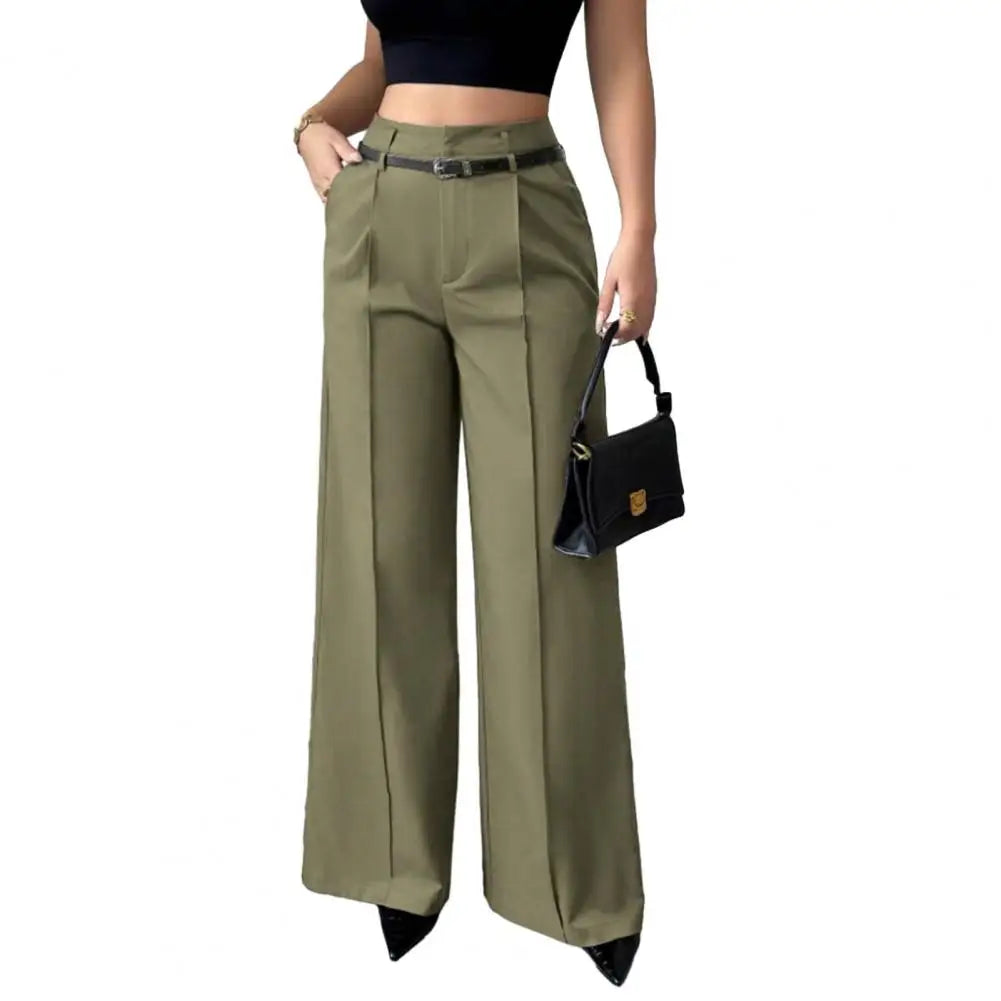 Elegant High Waist Wide Leg Fashion Straight-cut Suit Pants