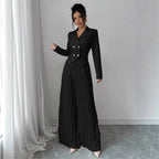 Fashion Pleated Trousers Two-piece Women's Suit Short Top Suit