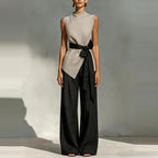 Fashion High Street Pocket Loose Sleeveless Top and Pants Two-piece Set