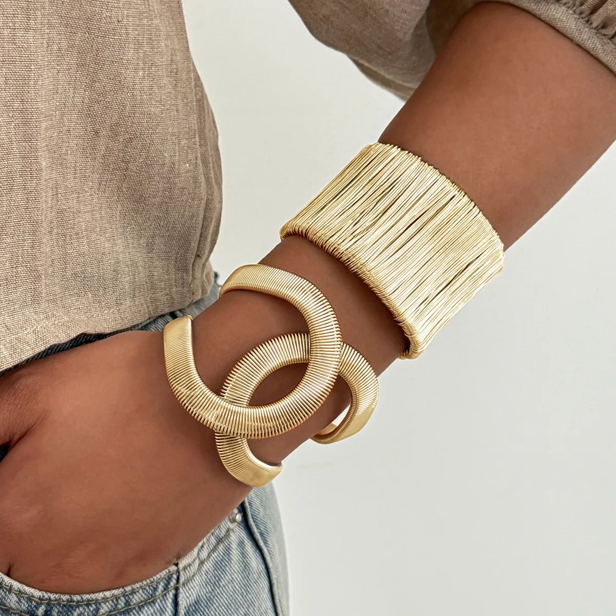 Punk Hip Hop Irregular Twisted Cuff Wide Bangles Vintage