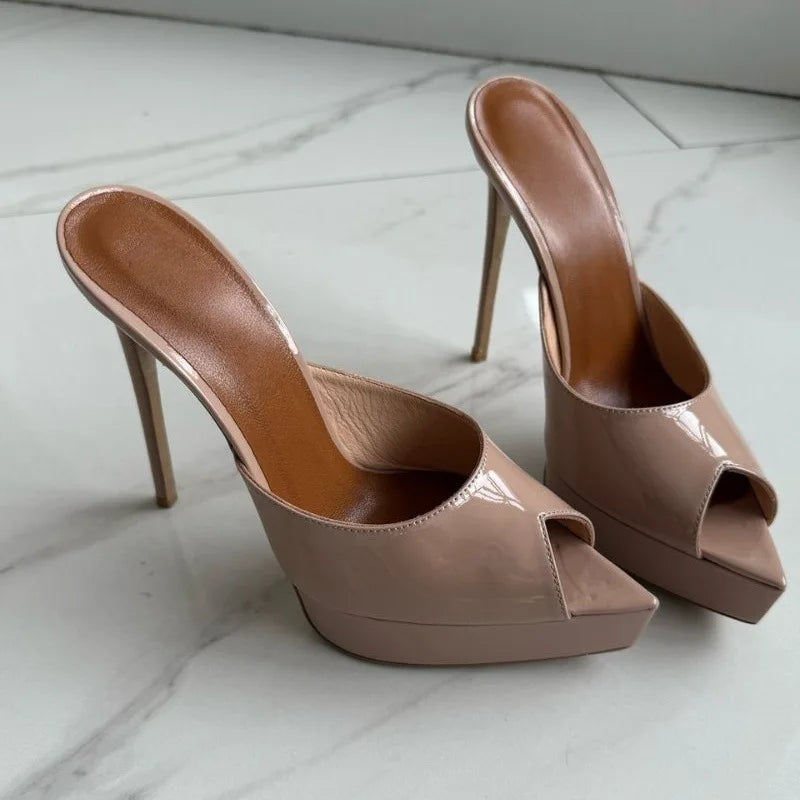 Patent Leather Platform Mules Slip-On