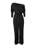 Cold Shoulder Split Hem Wide Leg Jumpsuit
