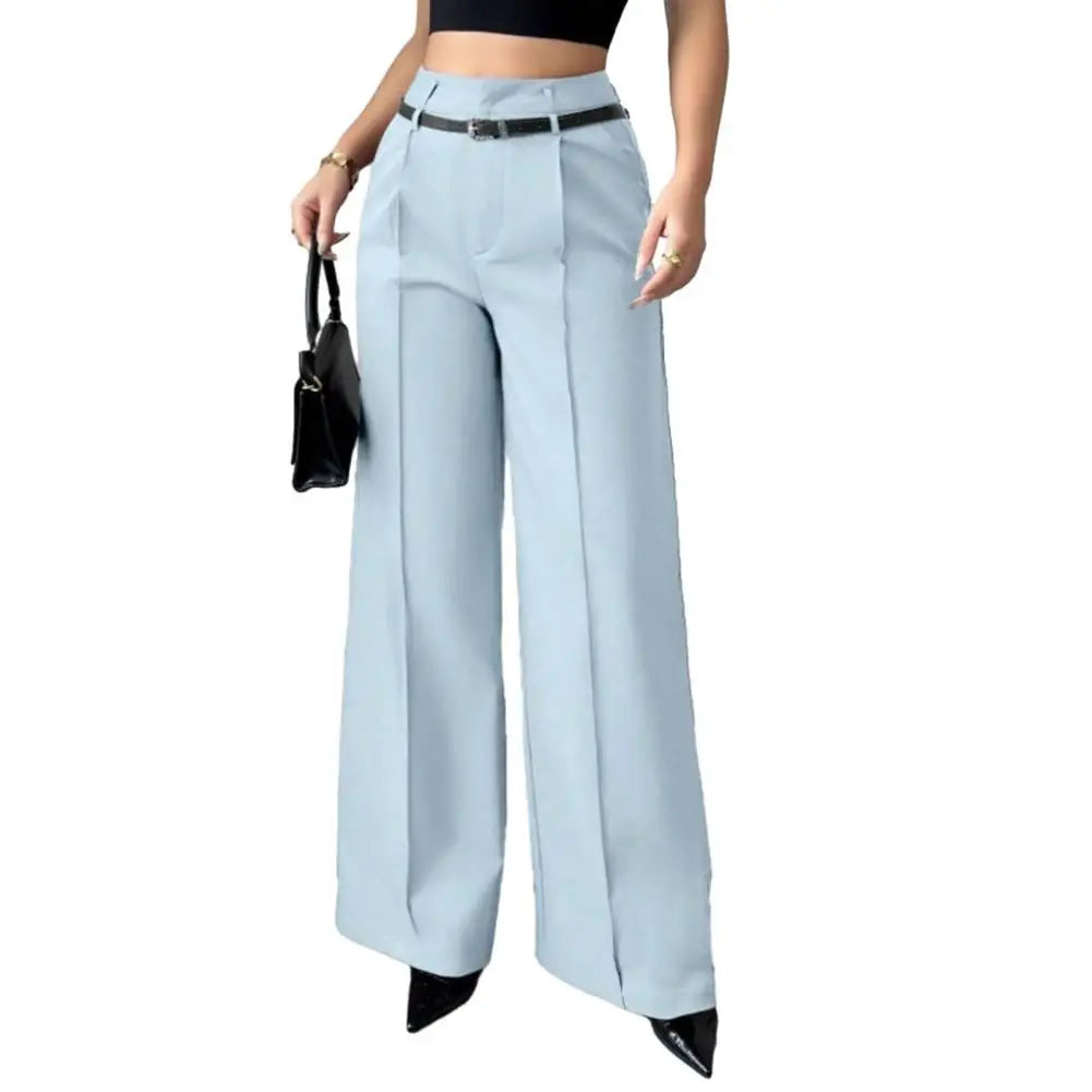 Elegant High Waist Wide Leg Fashion Straight-cut Suit Pants