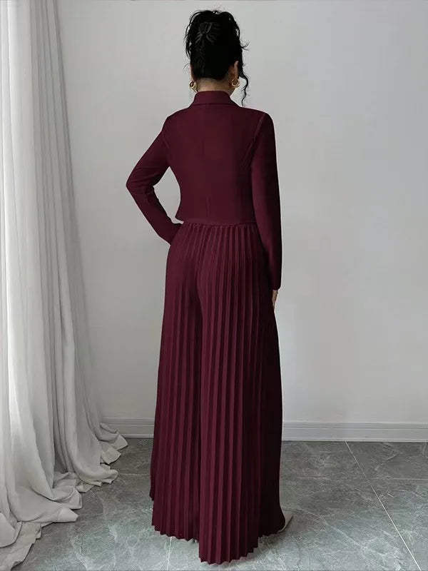 Fashion Pleated Trousers Two-piece Women's Suit Short Top Suit