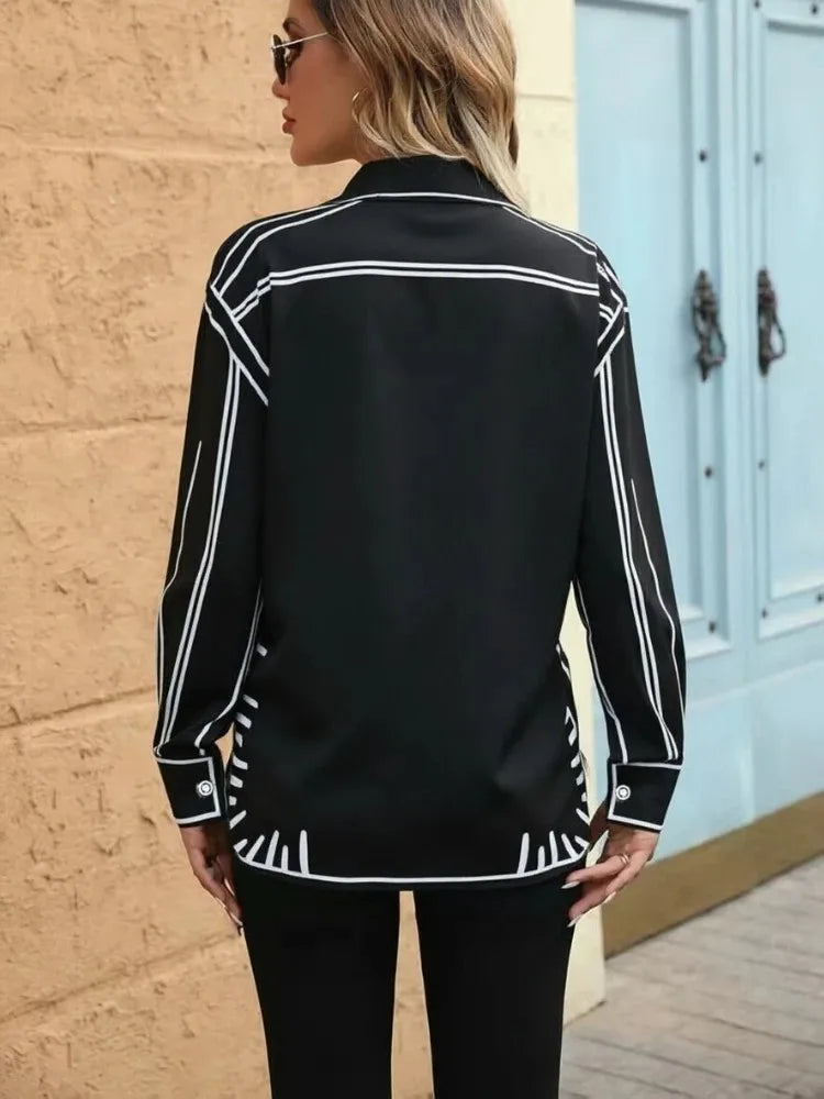 Fashion Printed Chic Women Blouses