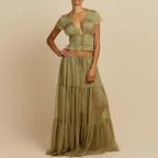 Elegant Fashion Mesh Hight Waist Solid Vacation Outfits