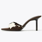 Suede Slippers Retro Elegant High Heels Slide
