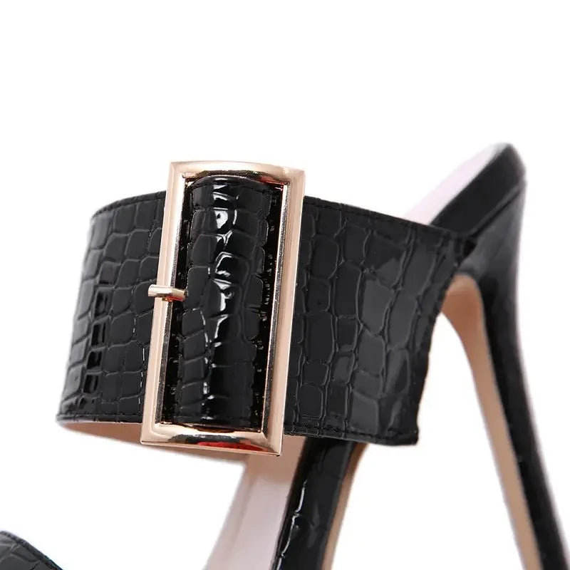 Open Toe High Heeled Slippers Buckle Sandals