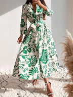 Fashion Printed Shirt Dress Robe