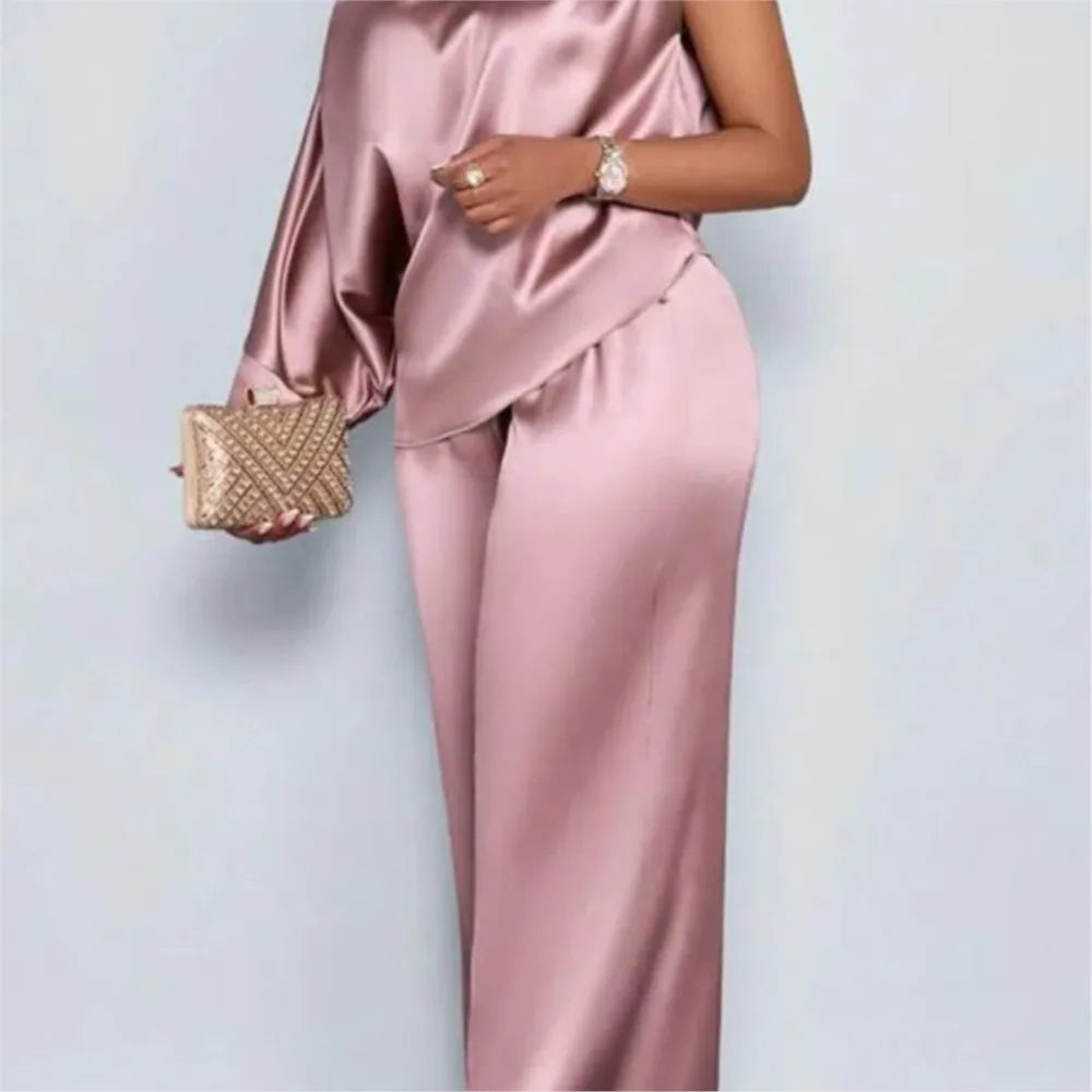 Satin Two-piece Set Luxurious Sports Suit