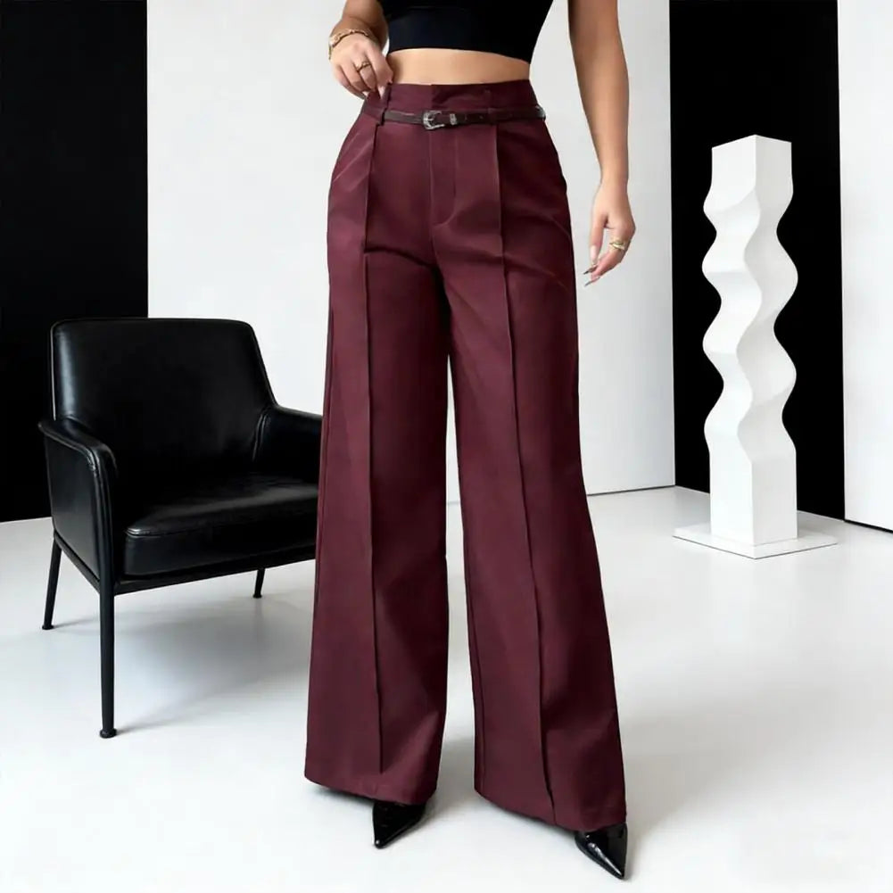 Elegant High Waist Wide Leg Fashion Straight-cut Suit Pants