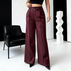 Elegant High Waist Wide Leg Fashion Straight-cut Suit Pants