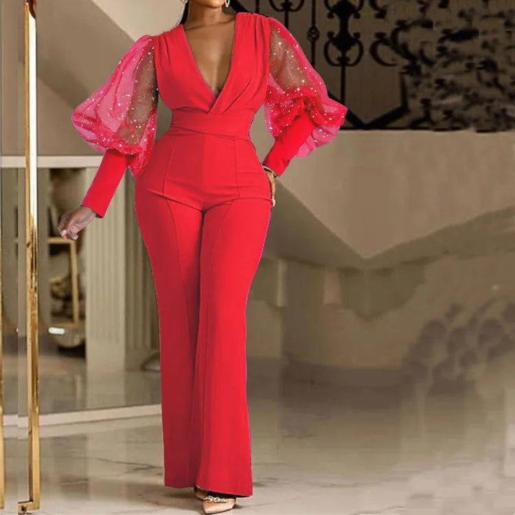 High Waist Sequins Bodycon Jumpsuit