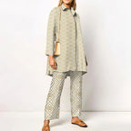 Elegant Loungewear Print 2PCS Ladies Suit Long Sleeve Wide Leg Pants Set