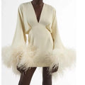Feather Trim Skirt Dress