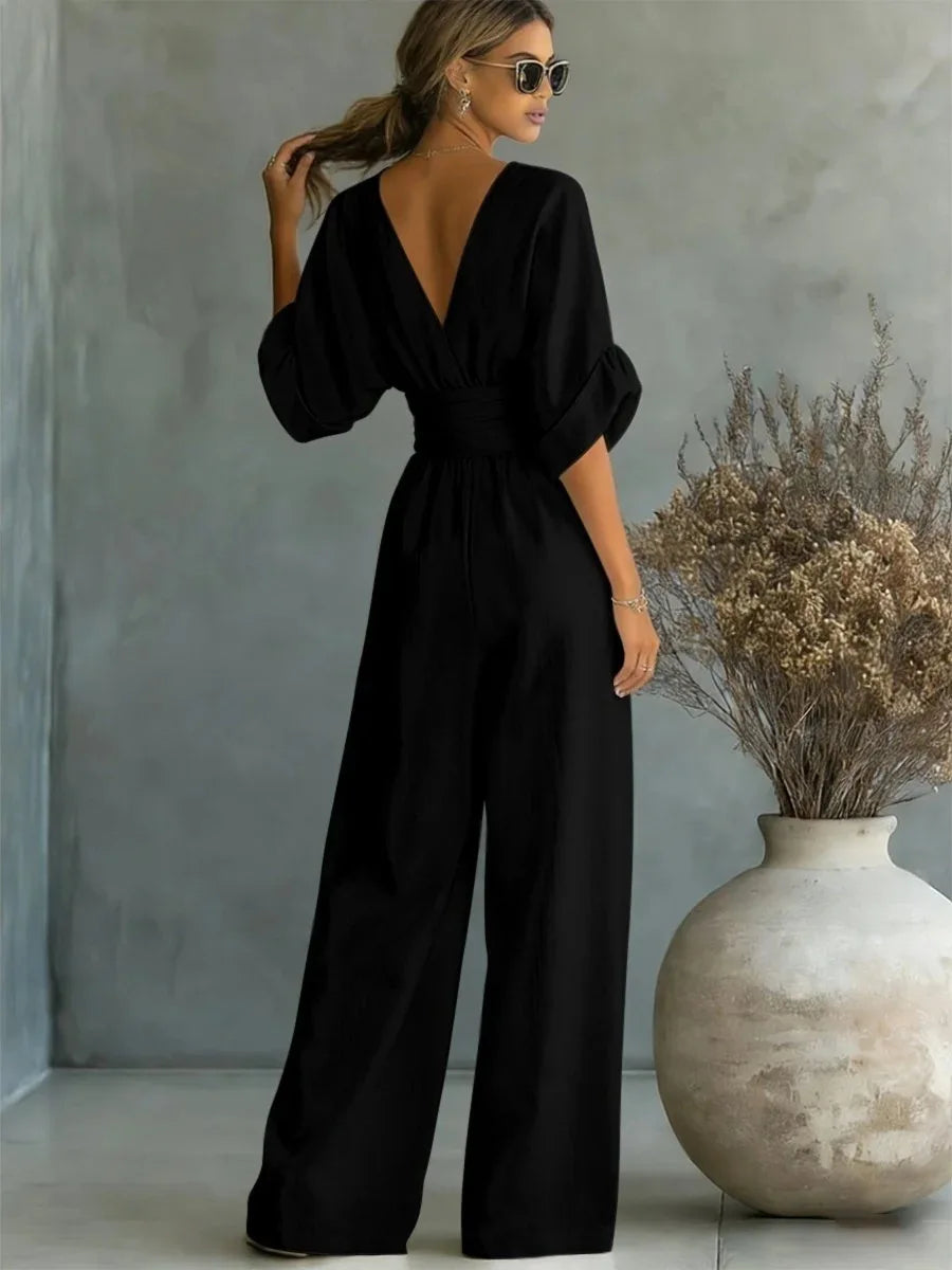 High Waist V-neck Jumpsuits Sexy Outfit