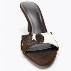 Suede Slippers Retro Elegant High Heels Slide