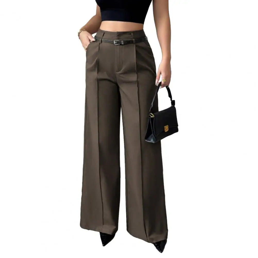 Elegant High Waist Wide Leg Fashion Straight-cut Suit Pants