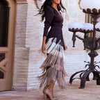 V Neckline Pleated Bohemian Dress
