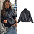 Pebble Faux Leather Jacket Motorcycle Style