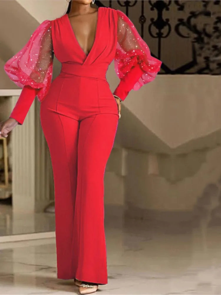 High Waist Sequins Bodycon Jumpsuit