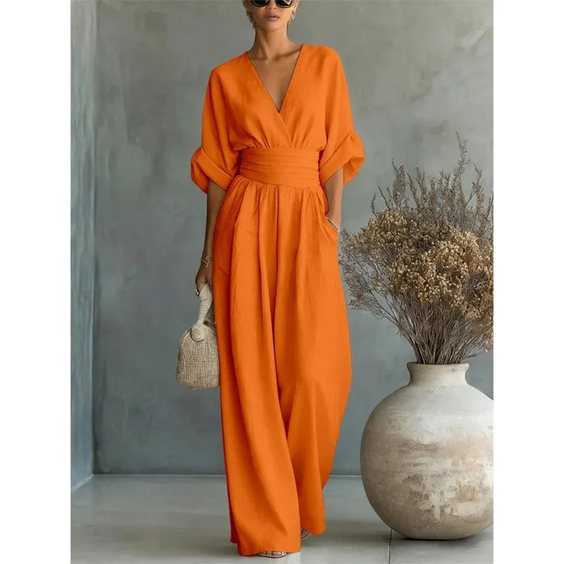 High Waist V-neck Jumpsuits Sexy Outfit