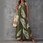 Vintage V-Neck Sleeveless High-Waist Maxi Dress
