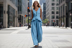 Ruffled Tank Top & Draping Wide-Leg Pants Set
