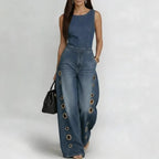 Women’s High-Waisted Sleeveless Denim Jumpsuit