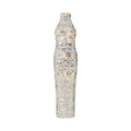 Sequined Bling Mesh Halter Maxi Dress