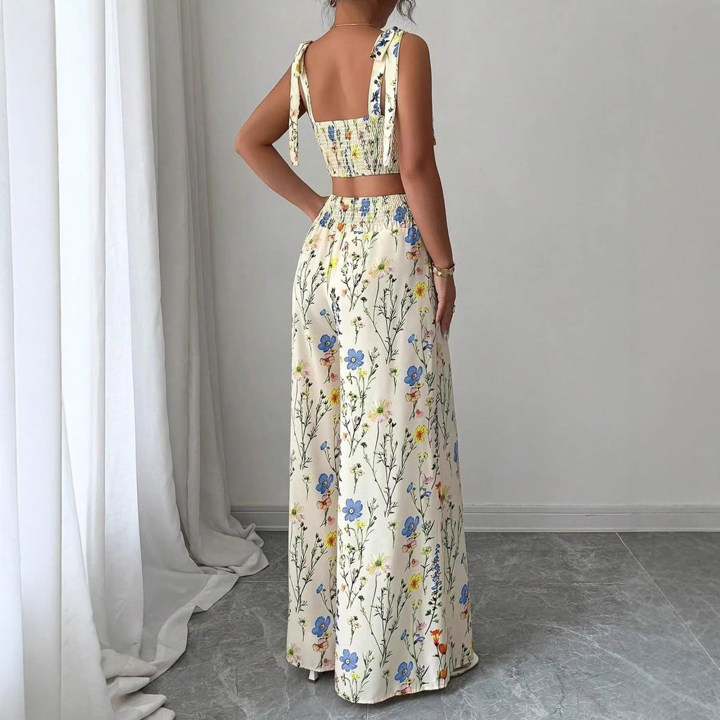 Printed Camisole Flowers Top And Pants